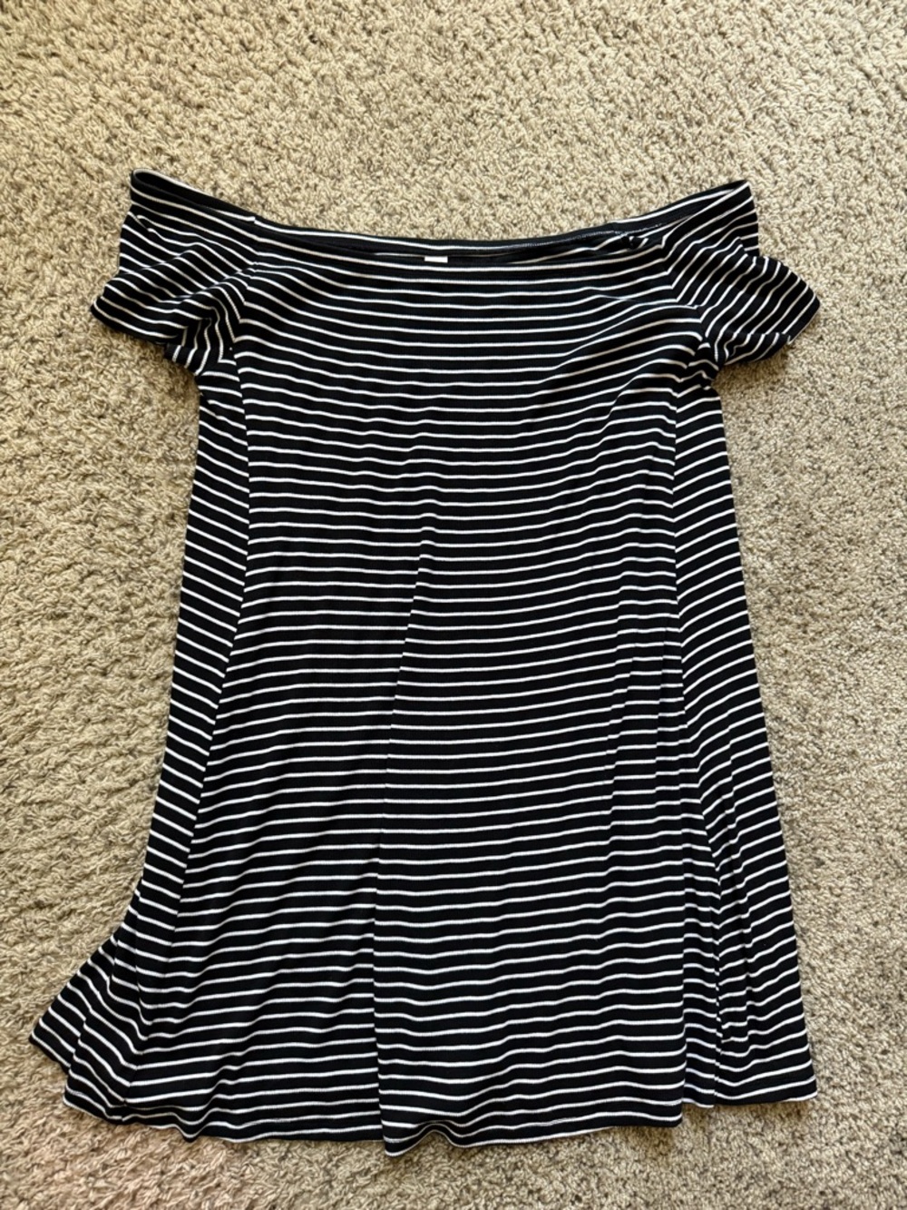 Old Navy Black and White Striped Off-Shoulder Top